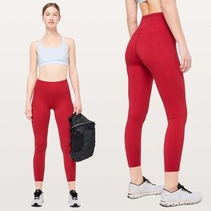 Lululemon Fast & Free 7/8 Tight II Non-Reflective Nulux 25" Dark Red W5BXQS SZ 4